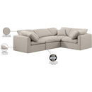 Meridian Indulge Beige Linen Textured Fabric Modular Sectional IMAGE 9