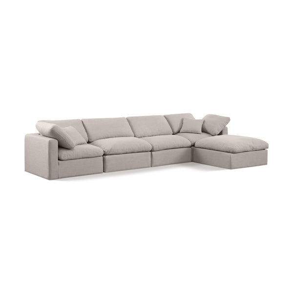 Meridian Indulge Beige Linen Textured Fabric Modular Sectional IMAGE 1