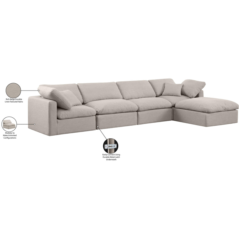 Meridian Indulge Beige Linen Textured Fabric Modular Sectional IMAGE 8