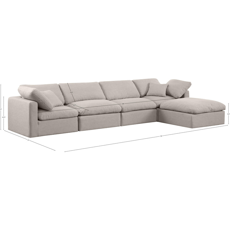 Meridian Indulge Beige Linen Textured Fabric Modular Sectional IMAGE 9