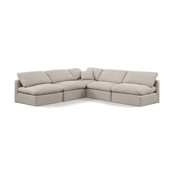 Meridian Indulge Beige Linen Textured Fabric Modular Sectional IMAGE 1