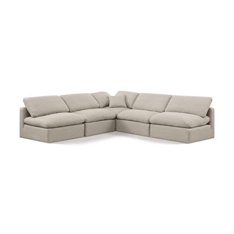 Meridian Indulge Beige Linen Textured Fabric Modular Sectional IMAGE 1