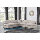 Meridian Indulge Beige Linen Textured Fabric Modular Sectional IMAGE 2