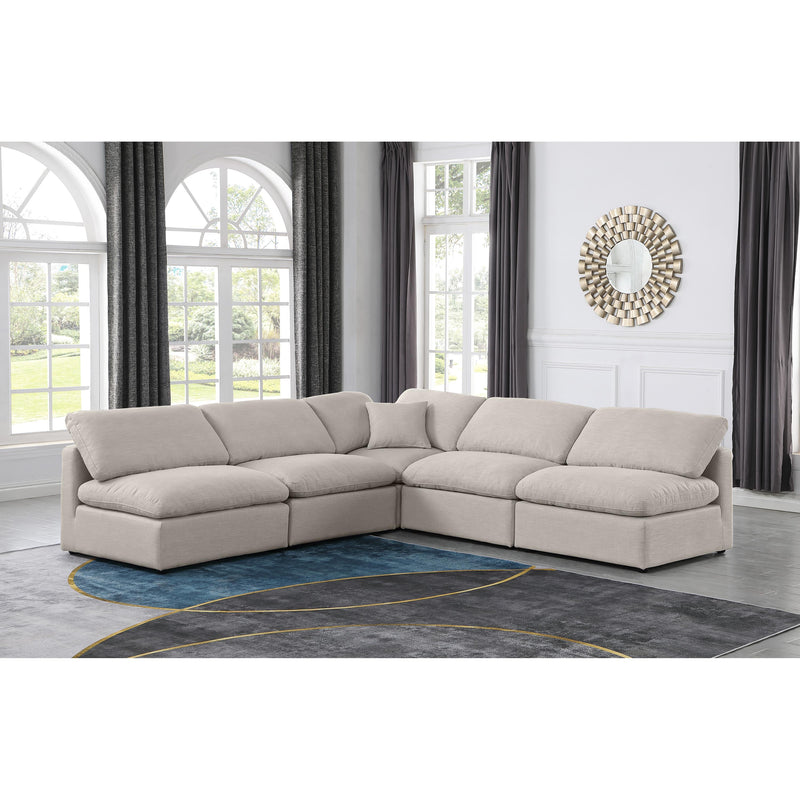 Meridian Indulge Beige Linen Textured Fabric Modular Sectional IMAGE 2