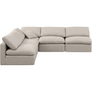 Meridian Indulge Beige Linen Textured Fabric Modular Sectional IMAGE 4