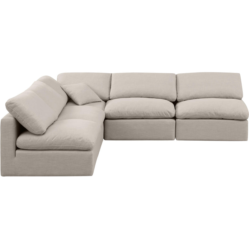 Meridian Indulge Beige Linen Textured Fabric Modular Sectional IMAGE 4