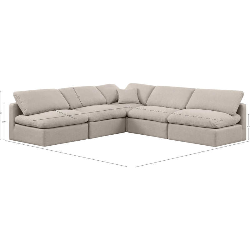 Meridian Indulge Beige Linen Textured Fabric Modular Sectional IMAGE 9