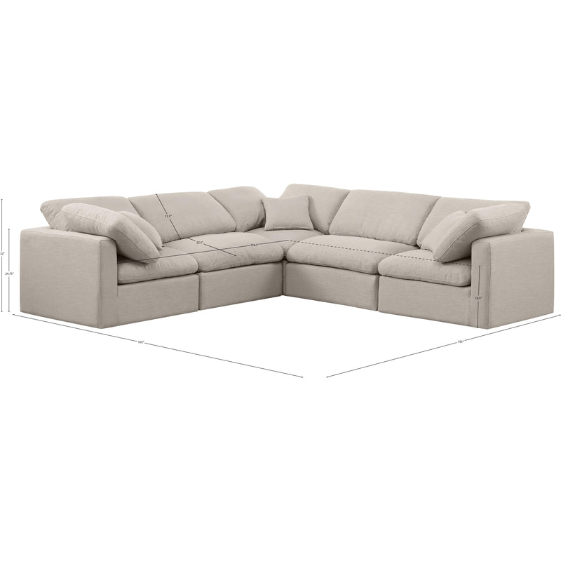 Meridian Indulge Beige Linen Textured Fabric Modular Sectional IMAGE 10