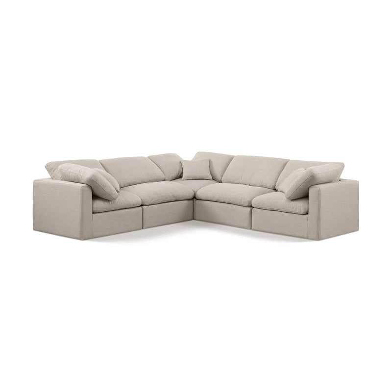 Meridian Indulge Beige Linen Textured Fabric Modular Sectional IMAGE 1