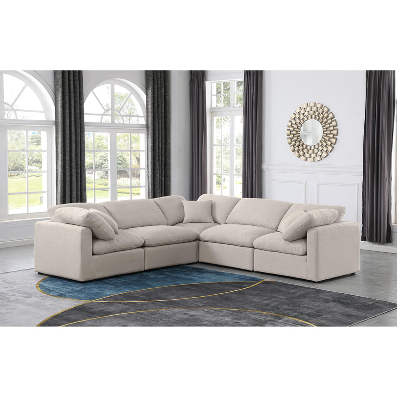 Meridian Indulge Beige Linen Textured Fabric Modular Sectional IMAGE 2