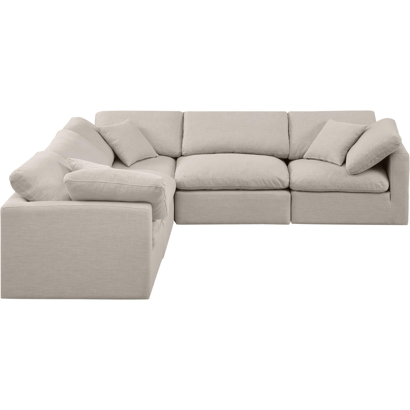 Meridian Indulge Beige Linen Textured Fabric Modular Sectional IMAGE 4