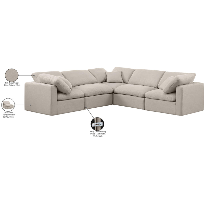 Meridian Indulge Beige Linen Textured Fabric Modular Sectional IMAGE 9