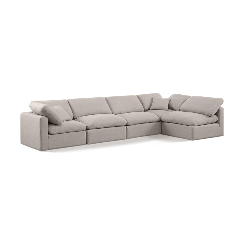 Meridian Indulge Beige Linen Textured Fabric Modular Sectional IMAGE 1