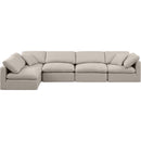 Meridian Indulge Beige Linen Textured Fabric Modular Sectional IMAGE 4