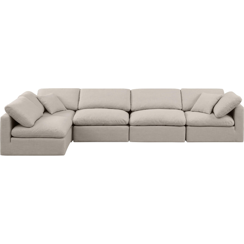 Meridian Indulge Beige Linen Textured Fabric Modular Sectional IMAGE 4