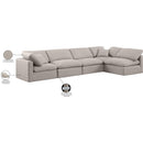 Meridian Indulge Beige Linen Textured Fabric Modular Sectional IMAGE 9