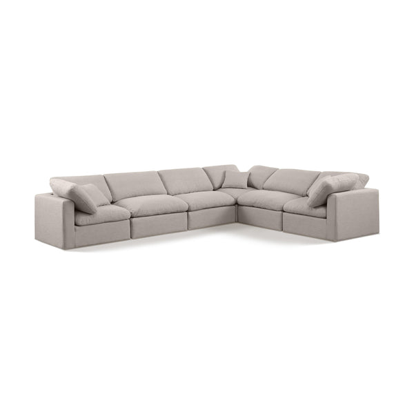 Meridian Indulge Beige Linen Textured Fabric Modular Sectional IMAGE 1
