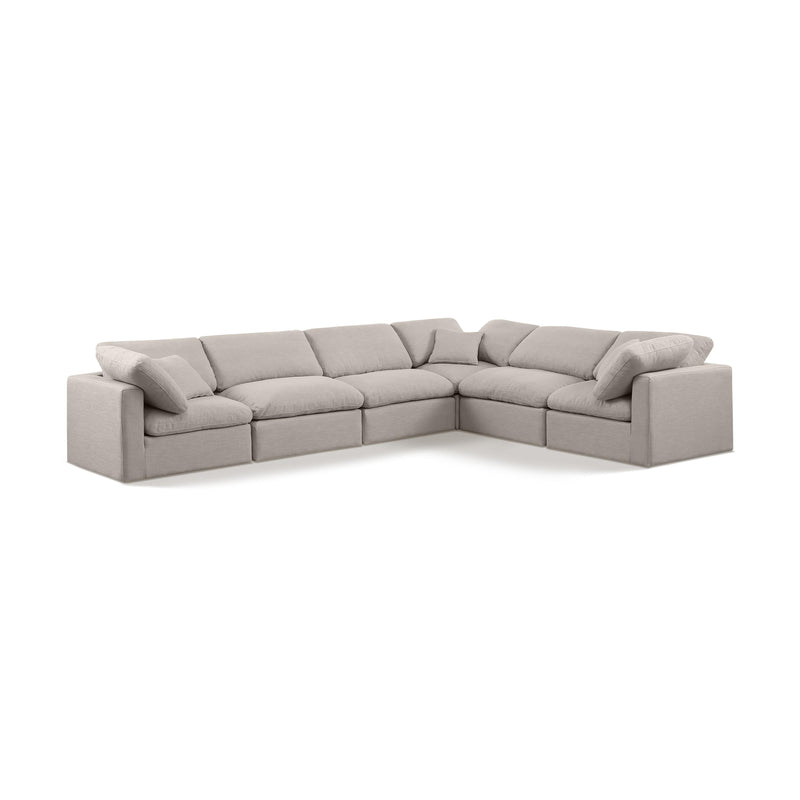 Meridian Indulge Beige Linen Textured Fabric Modular Sectional IMAGE 1
