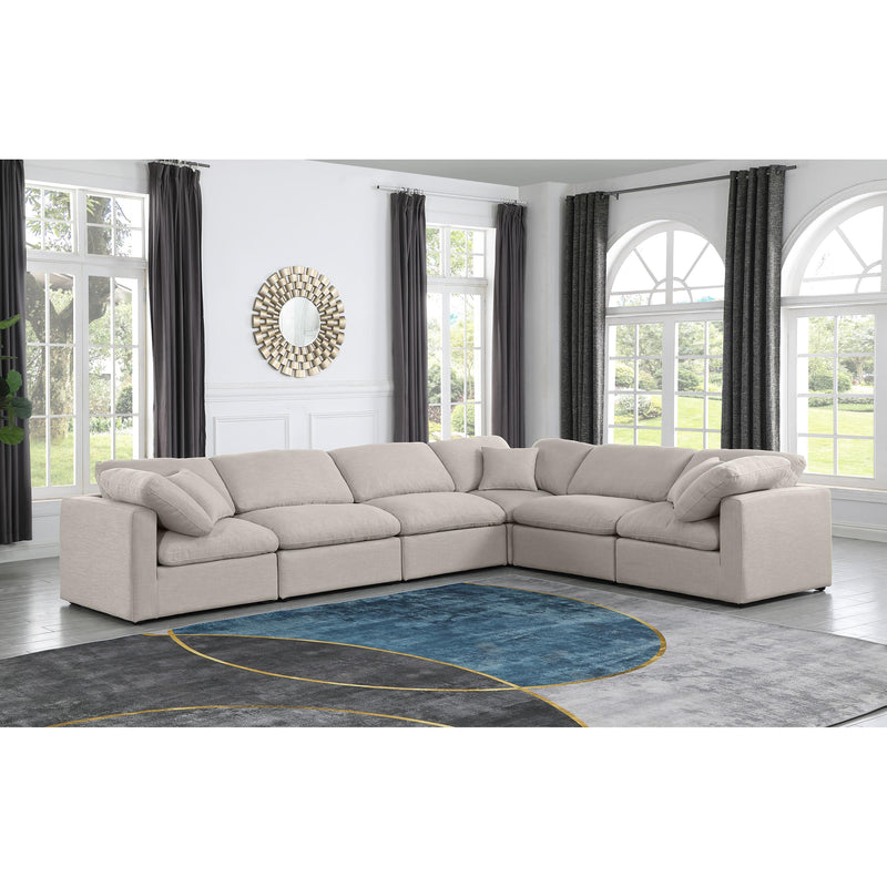 Meridian Indulge Beige Linen Textured Fabric Modular Sectional IMAGE 2