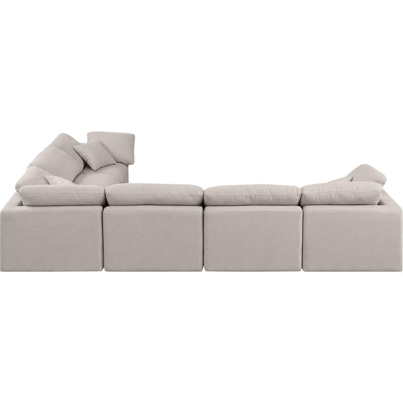 Meridian Indulge Beige Linen Textured Fabric Modular Sectional IMAGE 3