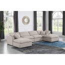 Meridian Indulge Beige Linen Textured Fabric Modular Sectional IMAGE 2
