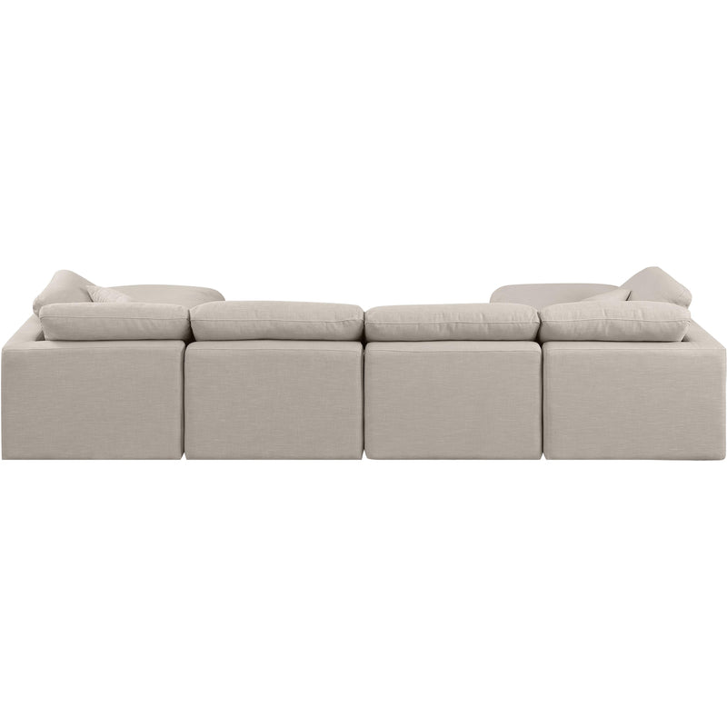 Meridian Indulge Beige Linen Textured Fabric Modular Sectional IMAGE 3
