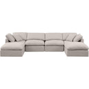 Meridian Indulge Beige Linen Textured Fabric Modular Sectional IMAGE 4