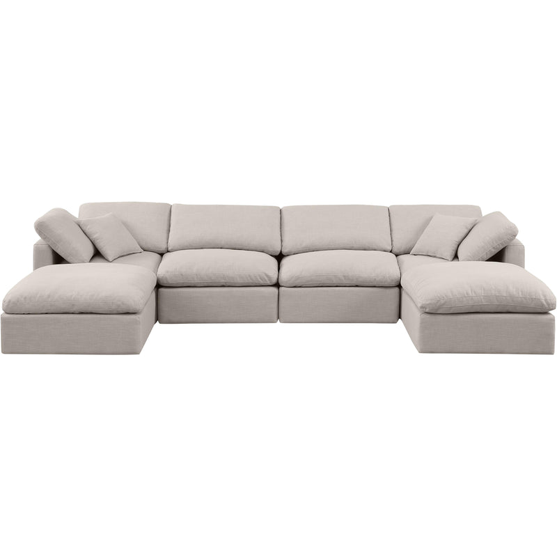 Meridian Indulge Beige Linen Textured Fabric Modular Sectional IMAGE 4