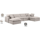 Meridian Indulge Beige Linen Textured Fabric Modular Sectional IMAGE 7