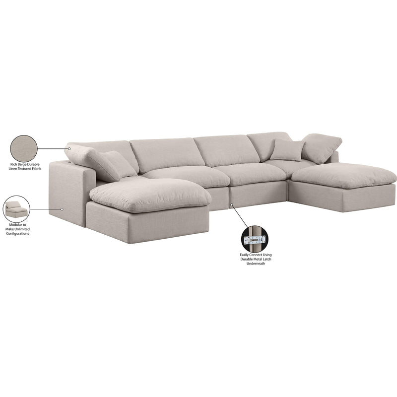 Meridian Indulge Beige Linen Textured Fabric Modular Sectional IMAGE 7