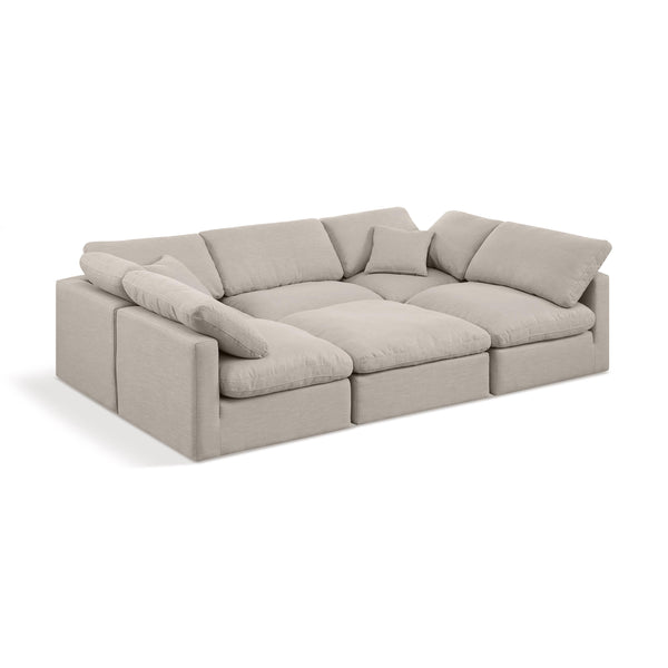 Meridian Indulge Beige Linen Textured Fabric Modular Sectional IMAGE 1
