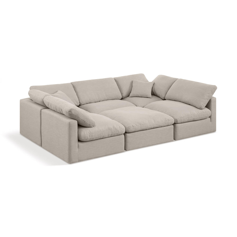 Meridian Indulge Beige Linen Textured Fabric Modular Sectional IMAGE 1