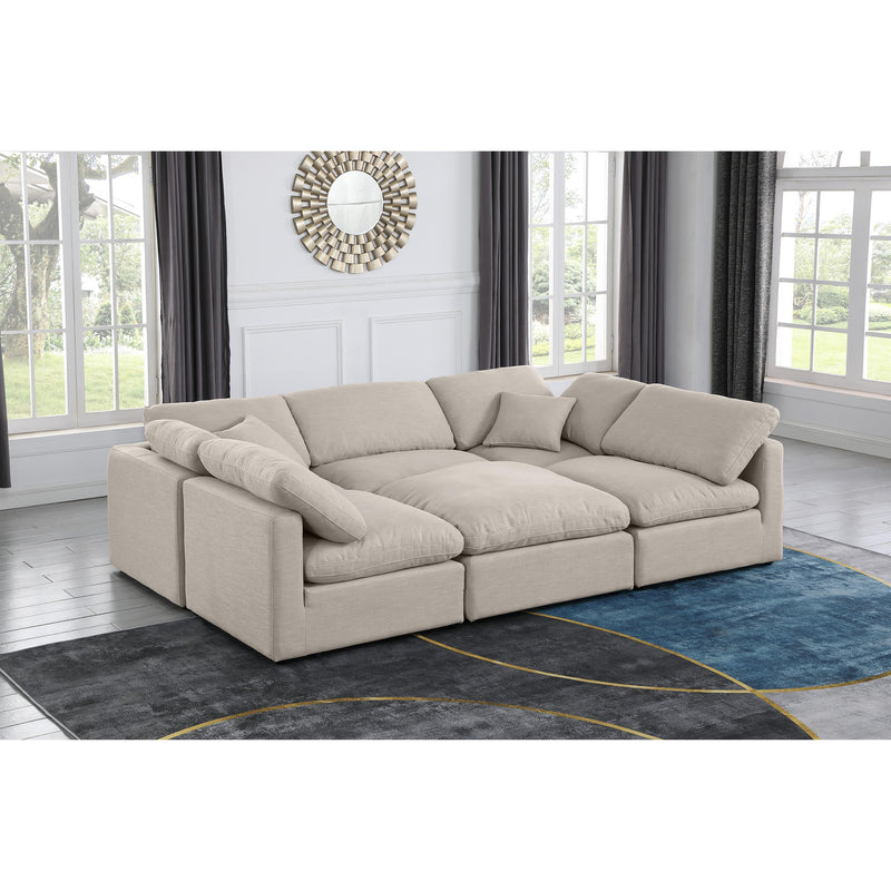 Meridian Indulge Beige Linen Textured Fabric Modular Sectional IMAGE 2