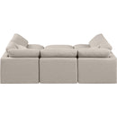 Meridian Indulge Beige Linen Textured Fabric Modular Sectional IMAGE 3