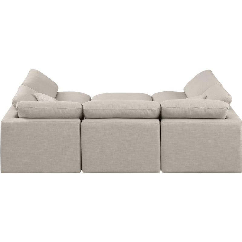 Meridian Indulge Beige Linen Textured Fabric Modular Sectional IMAGE 3