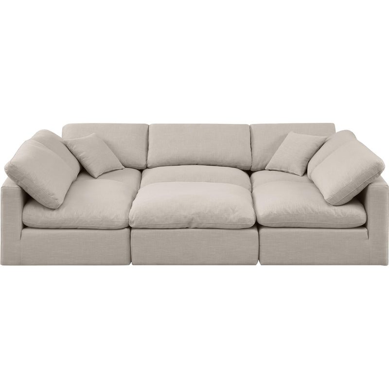 Meridian Indulge Beige Linen Textured Fabric Modular Sectional IMAGE 4