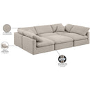 Meridian Indulge Beige Linen Textured Fabric Modular Sectional IMAGE 8