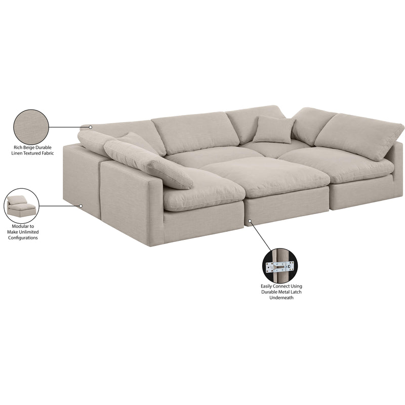 Meridian Indulge Beige Linen Textured Fabric Modular Sectional IMAGE 8