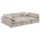 Meridian Indulge Beige Linen Textured Fabric Modular Sectional IMAGE 9