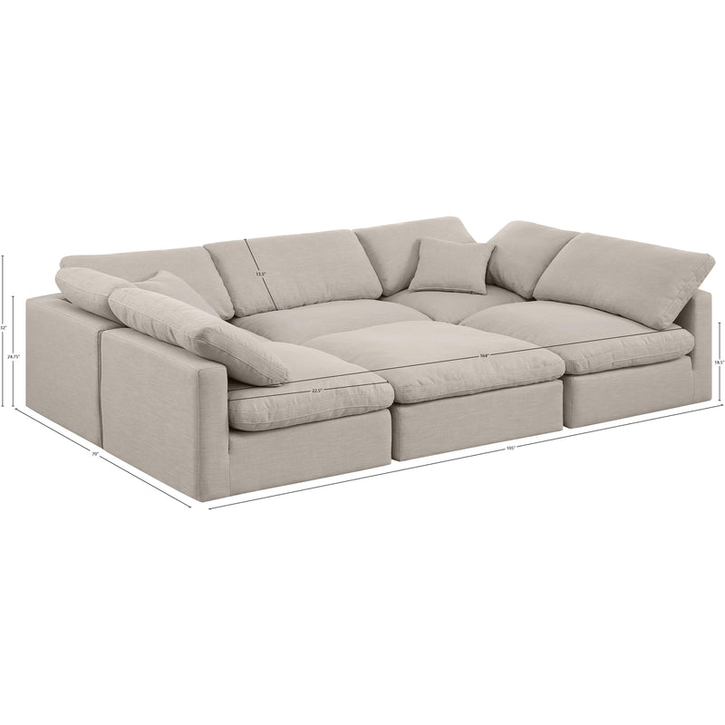 Meridian Indulge Beige Linen Textured Fabric Modular Sectional IMAGE 9