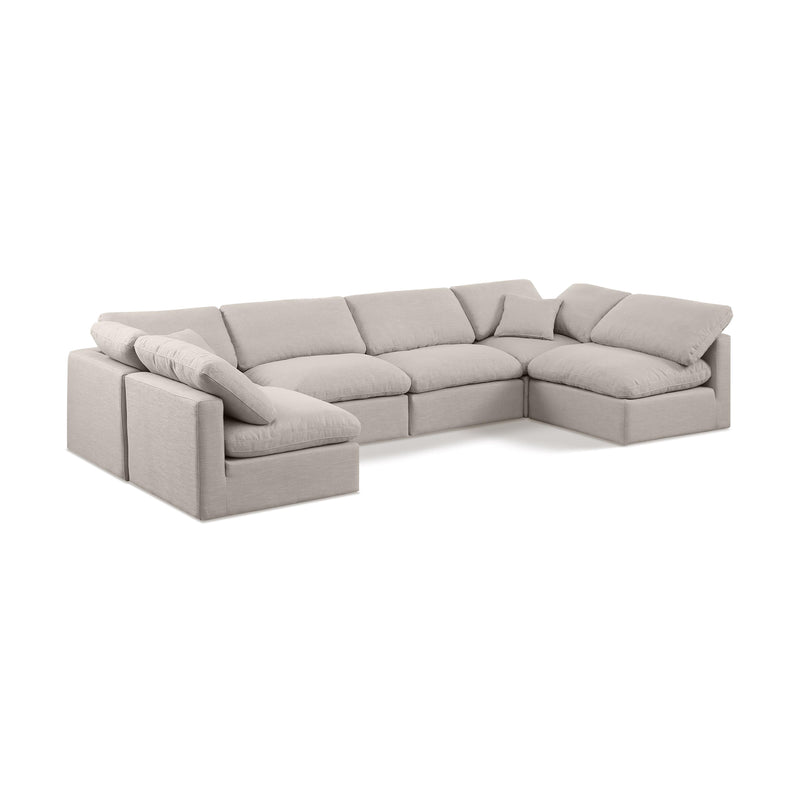Meridian Indulge Beige Linen Textured Fabric Modular Sectional IMAGE 1