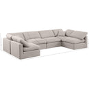 Meridian Indulge Beige Linen Textured Fabric Modular Sectional IMAGE 4