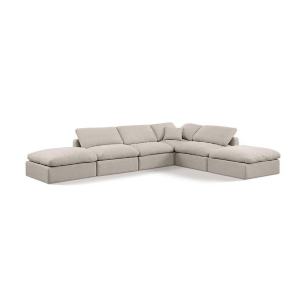 Meridian Indulge Beige Linen Textured Fabric Modular Sectional IMAGE 1