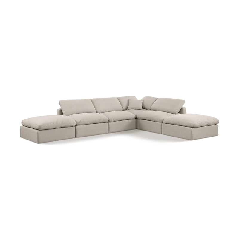 Meridian Indulge Beige Linen Textured Fabric Modular Sectional IMAGE 1