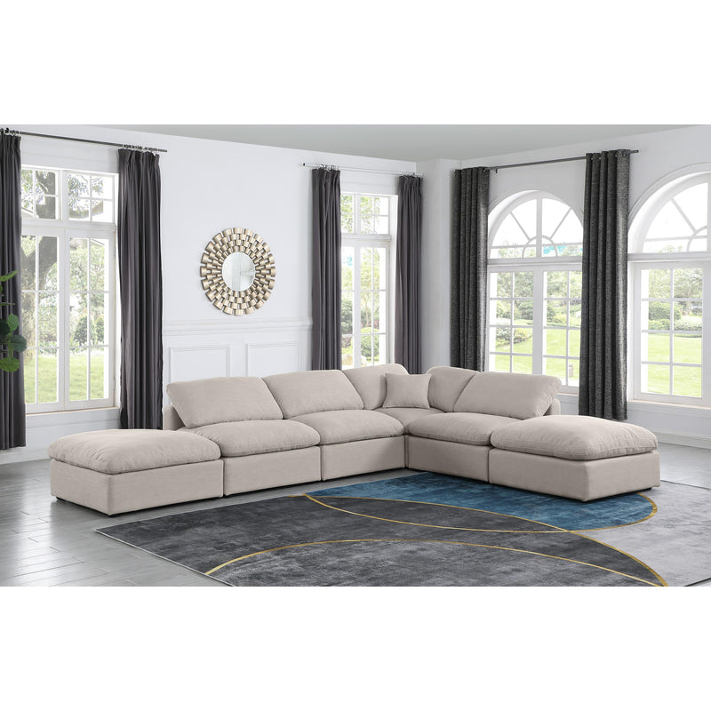 Meridian Indulge Beige Linen Textured Fabric Modular Sectional IMAGE 2