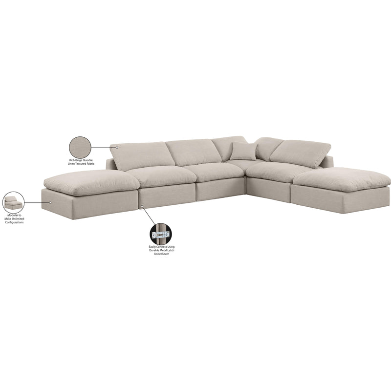 Meridian Indulge Beige Linen Textured Fabric Modular Sectional IMAGE 7