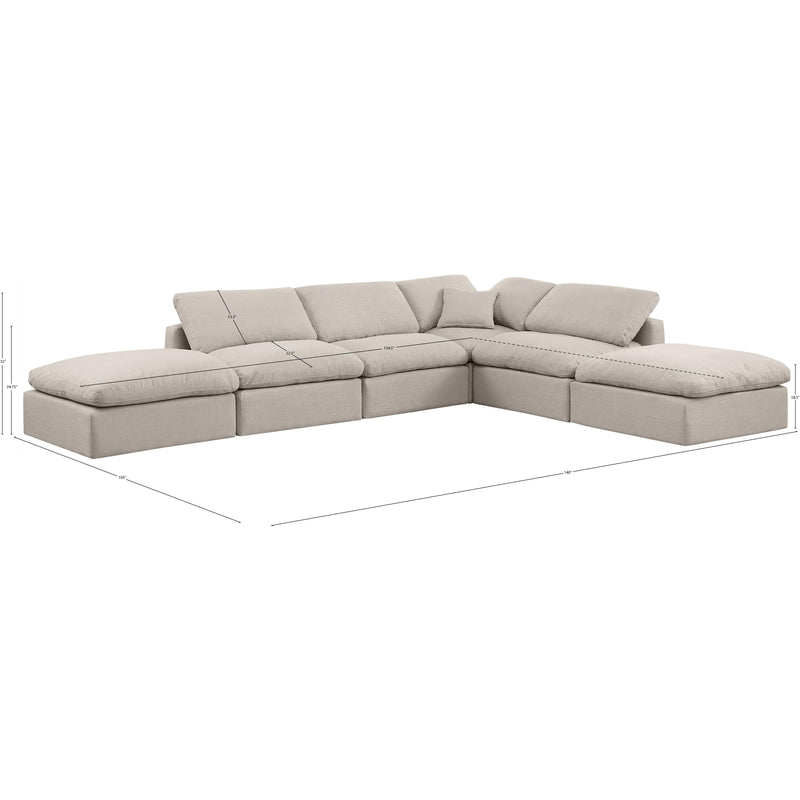 Meridian Indulge Beige Linen Textured Fabric Modular Sectional IMAGE 8