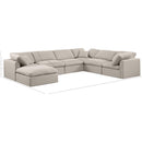 Meridian Indulge Beige Linen Textured Fabric Modular Sectional IMAGE 10