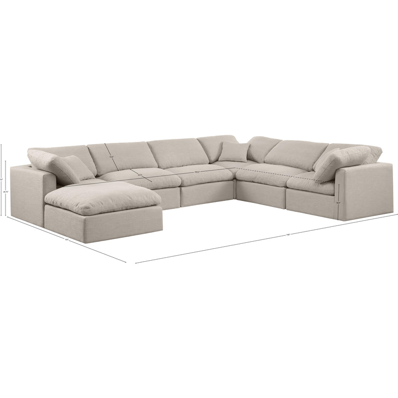 Meridian Indulge Beige Linen Textured Fabric Modular Sectional IMAGE 10