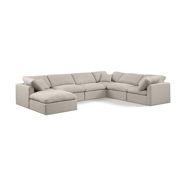 Meridian Indulge Beige Linen Textured Fabric Modular Sectional IMAGE 1